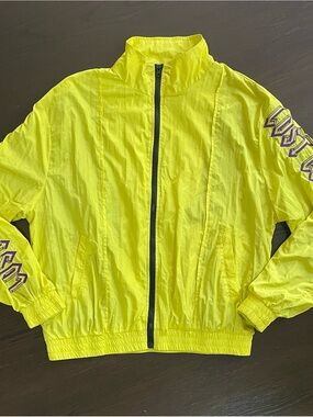 Lost Intricacy Neon Yellow Windbreaker Jacket Streetwear Purple Graphics Small S